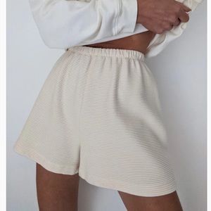 Na Nin Chloe Rippled Cotton Shorts in Cream